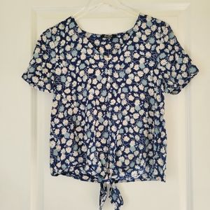 NWT Madewell Blue Moon Floral Tie front Crop Top XS